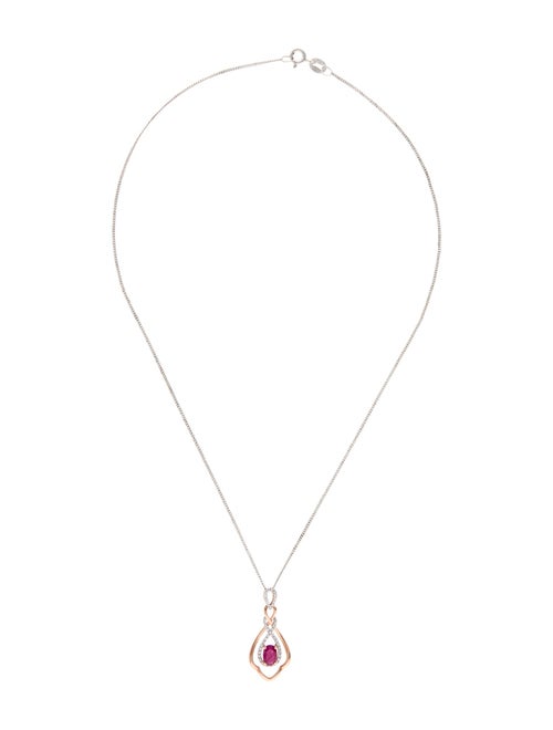 Necklace Two-Tone 0.51ct Ruby & Diamond Pendant Necklace