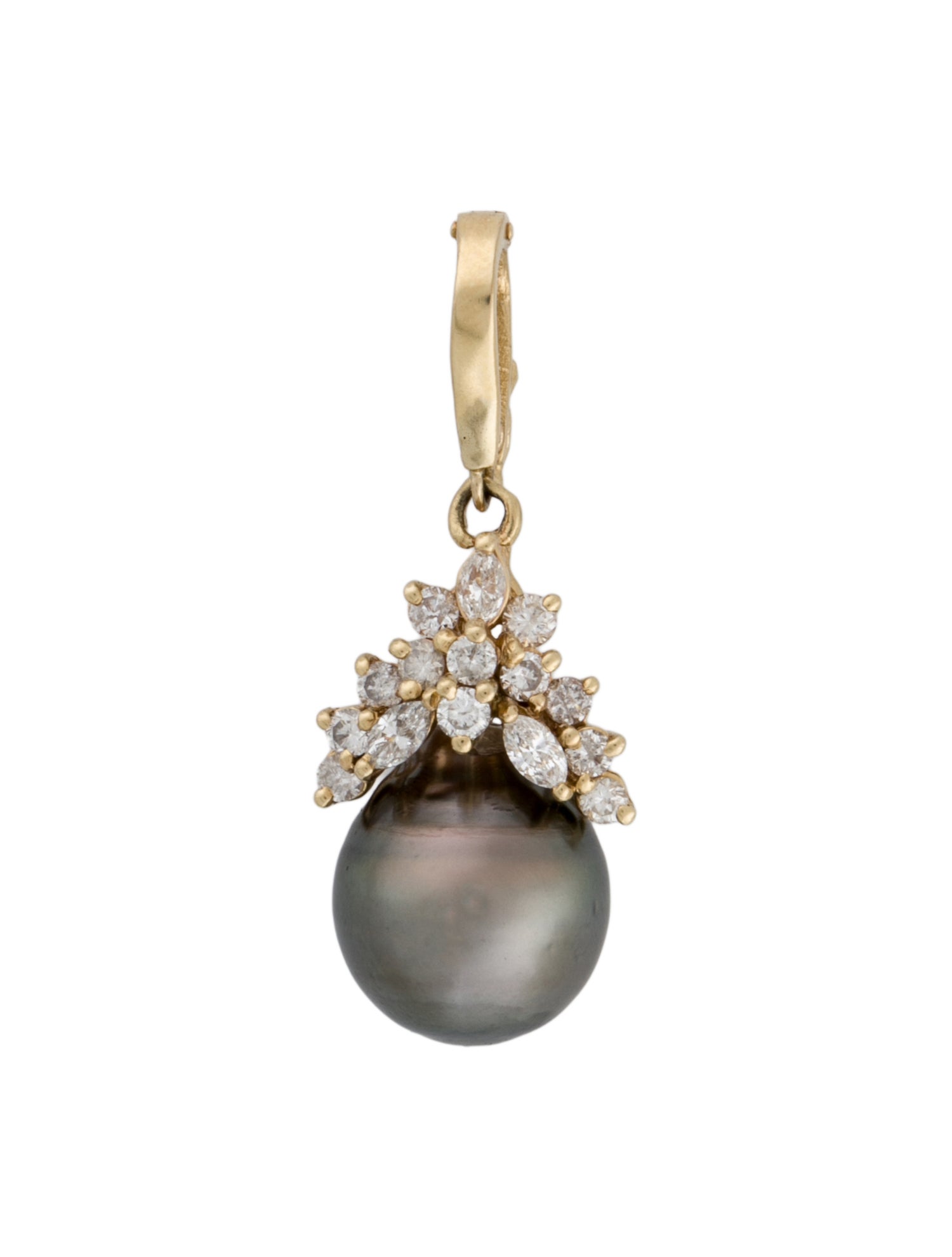 Necklace 14K Pearl & Diamond Drop Enhancer Pendant