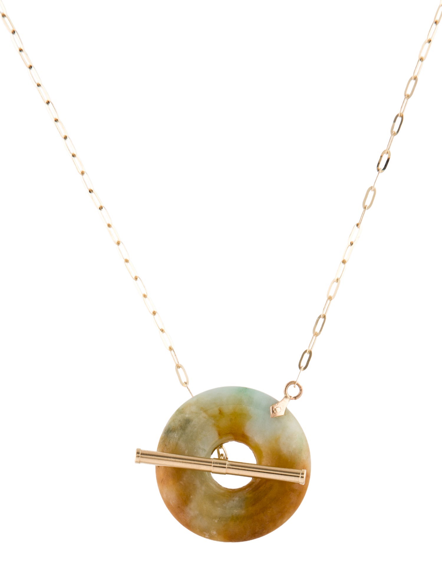 Necklace 14K Jadeite Toggle Chain Necklace