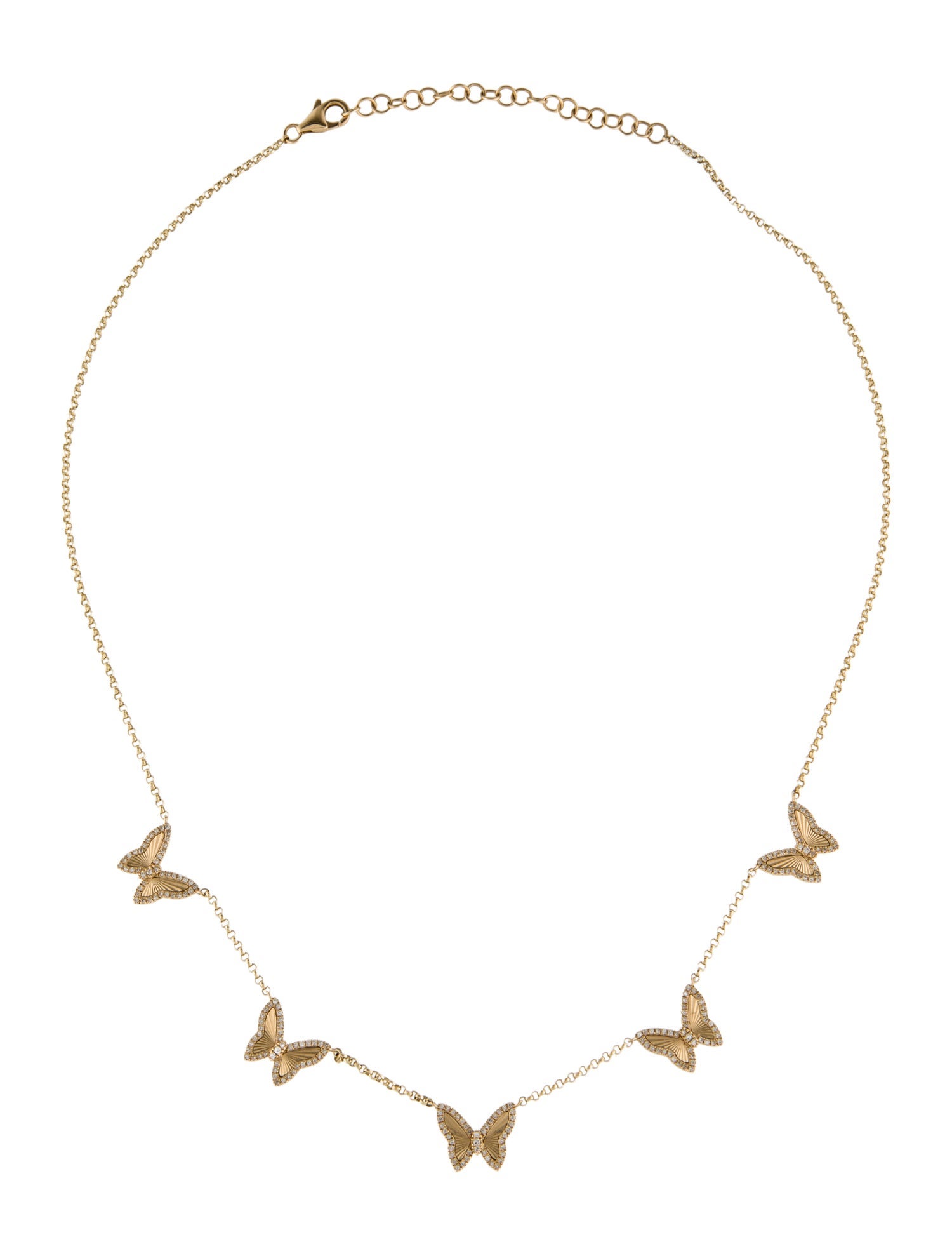 Necklace 14K Diamond Butterflies Station