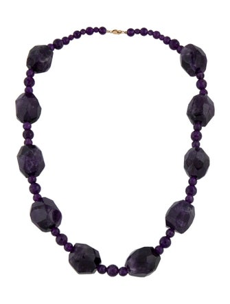 Necklace 14K Amethyst Bead Strand Necklace