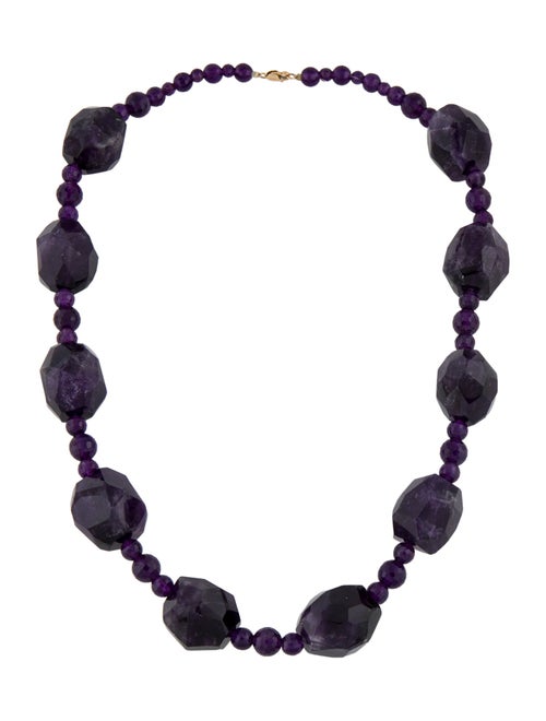 Necklace 14K Amethyst Bead Strand Necklace