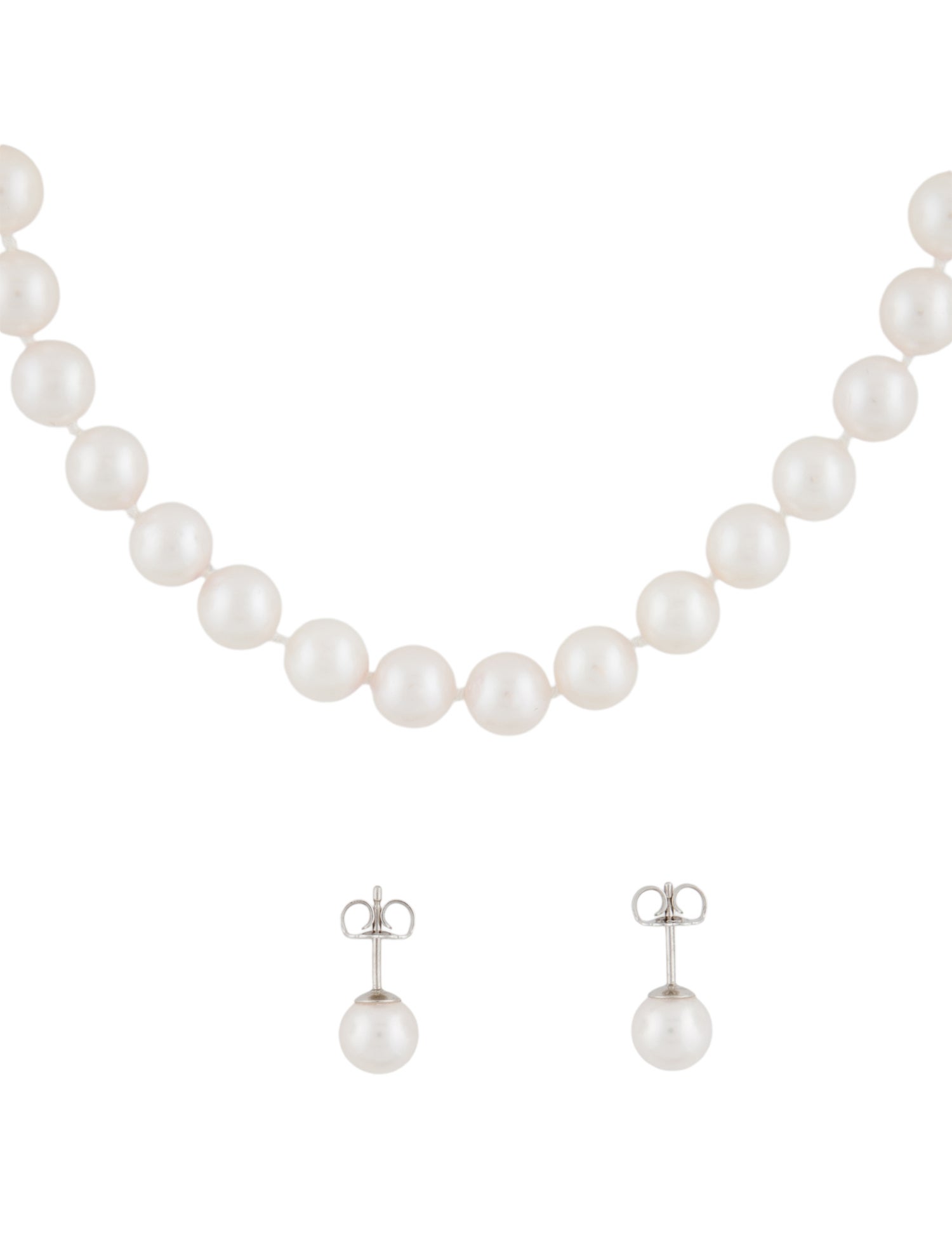 Necklace 14K Pearl Strand Necklace w/ Pearl Stud Earrings