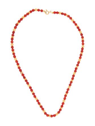 Necklace 18K Carnelian Bead Station Necklace