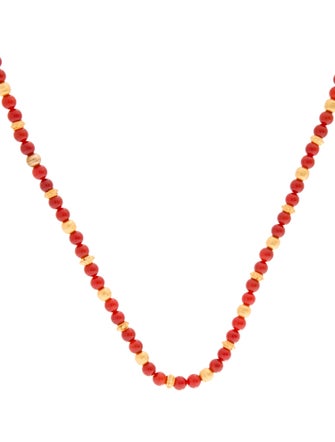 Necklace 18K Carnelian Bead Station Necklace
