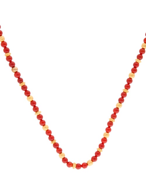 Necklace 18K Carnelian Bead Station Necklace