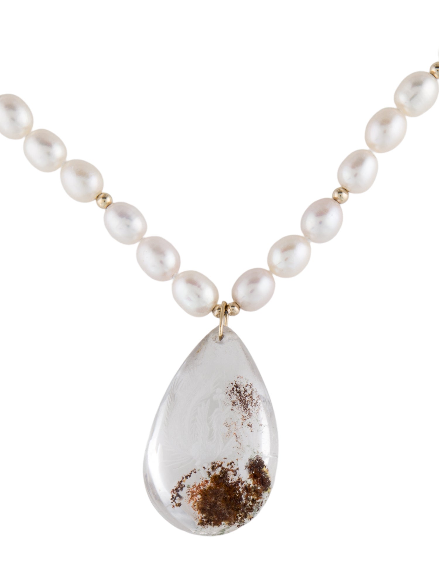 Necklace 14K Pearl Strand & Quartz Phoenix Pendant