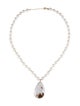 Necklace 14K Pearl Strand & Quartz Phoenix Pendant Necklace