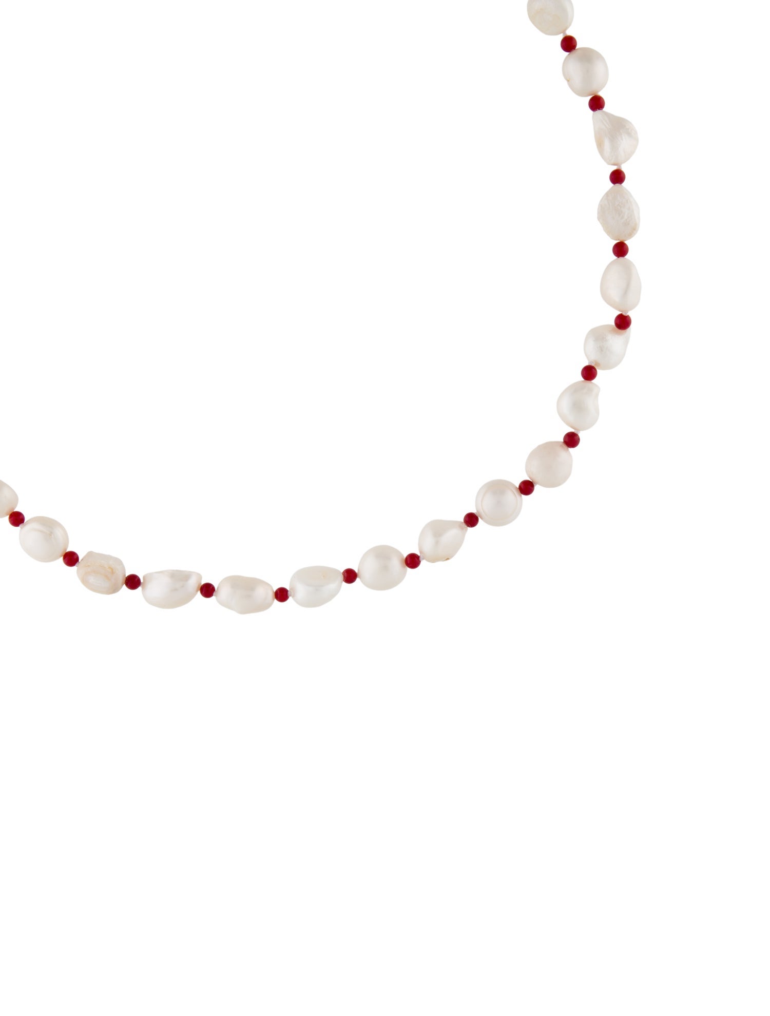 Necklace 14K Pearl & Dyed Coral Bead Strand