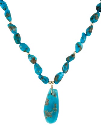 Necklace  14K Turquoise Bead Pendant Necklace