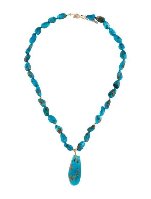 Necklace 14K Turquoise Bead Pendant Necklace