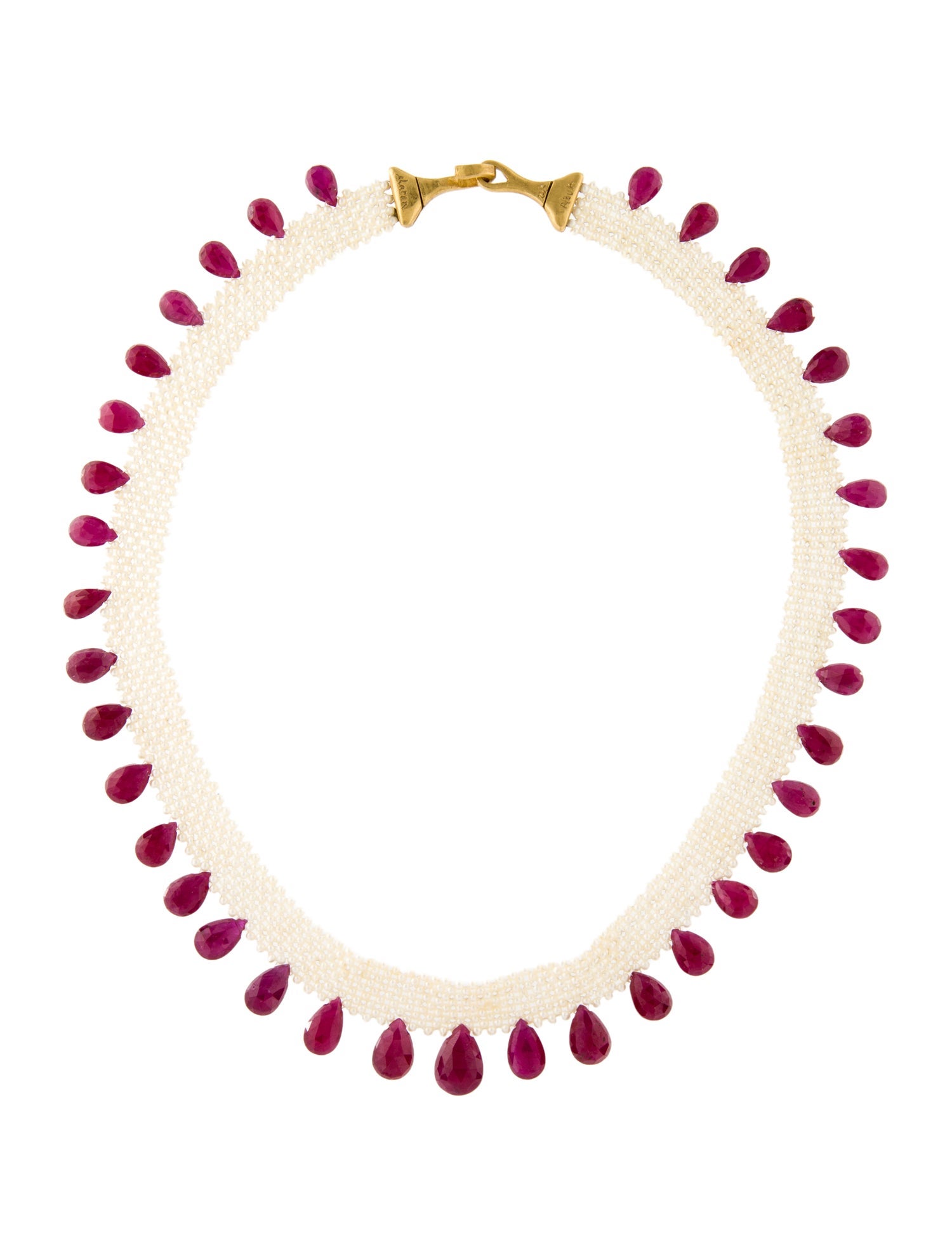 Necklace Sharon Alouf 22K Pearl & Glass-Filled Ruby Choker