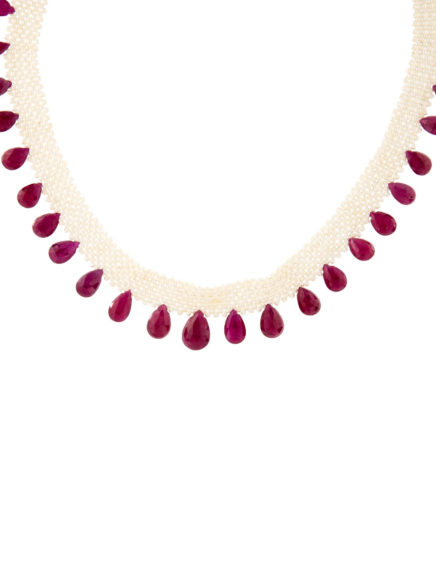 Necklace Sharon Alouf 22K Pearl & Glass-Filled Ruby Choker