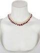 Necklace Sharon Alouf 22K Pearl & Glass-Filled Ruby Choker Necklace