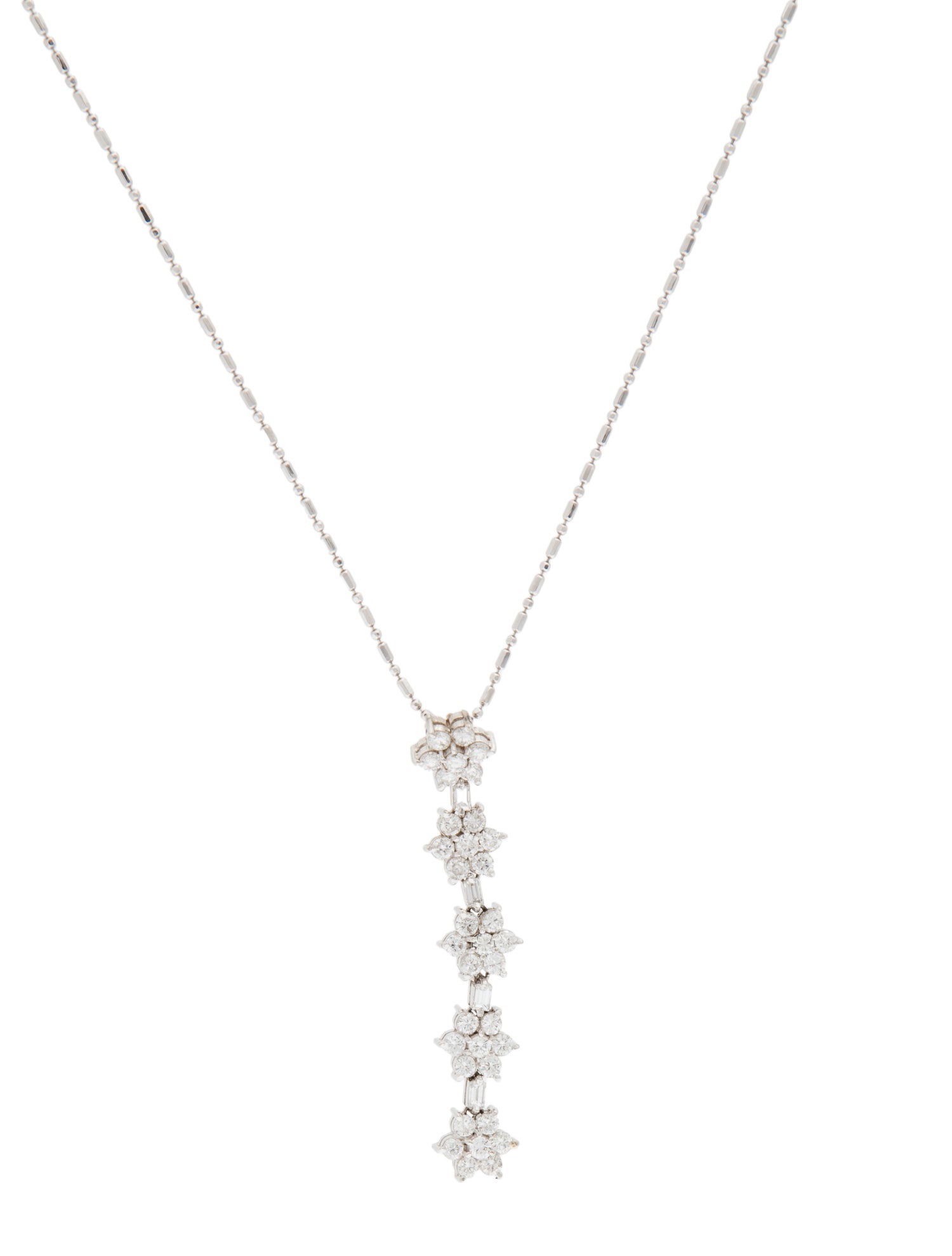 Necklace 1.2ctw Diamond Cluster Flower Pendant