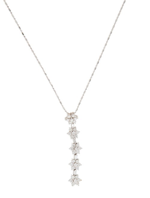 Necklace 1.2ctw Diamond Cluster Flower Pendant Necklace