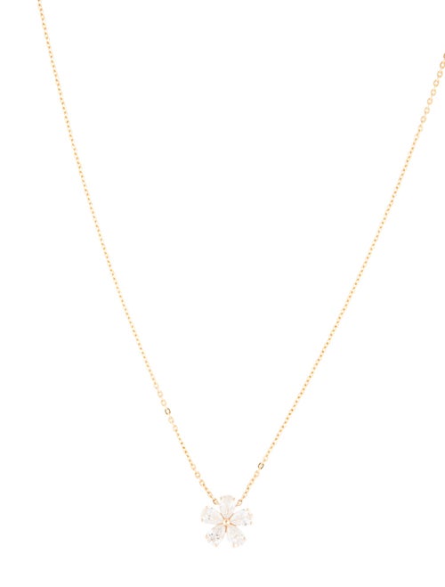 Necklace 18K 1.24ctw Diamond Flower Pendant Necklace