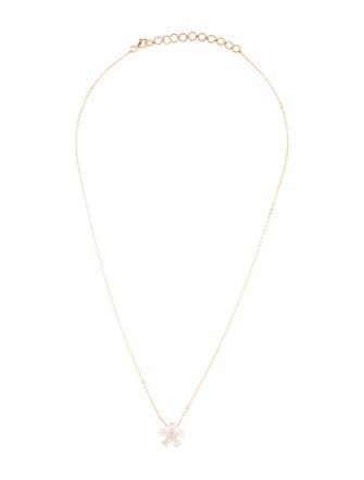 Necklace 18K 1.24ctw Diamond Flower Pendant Necklace