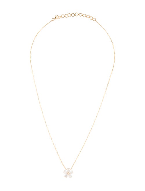 Necklace 18K 1.24ctw Diamond Flower Pendant Necklace