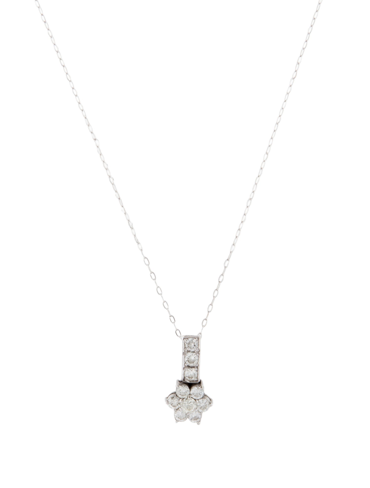 Necklace Diamond Cluster Flower Pendant