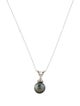 Necklace 14K Pearl & Diamond Drop Pendant Necklace