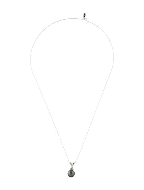 Necklace 14K Pearl & Diamond Drop Pendant Necklace