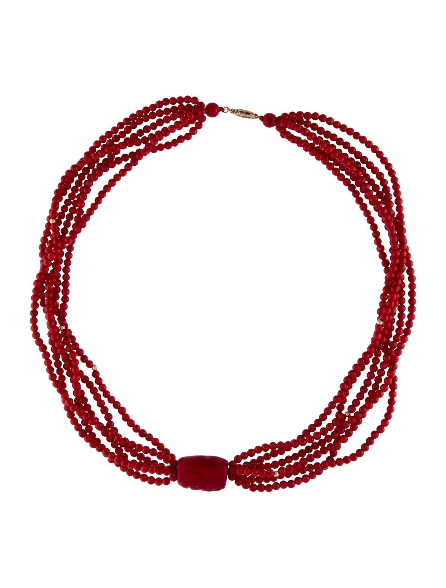 Necklace 14K Coral Multistrand Bead