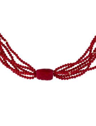 Necklace 14K Coral Multistrand Bead Necklace