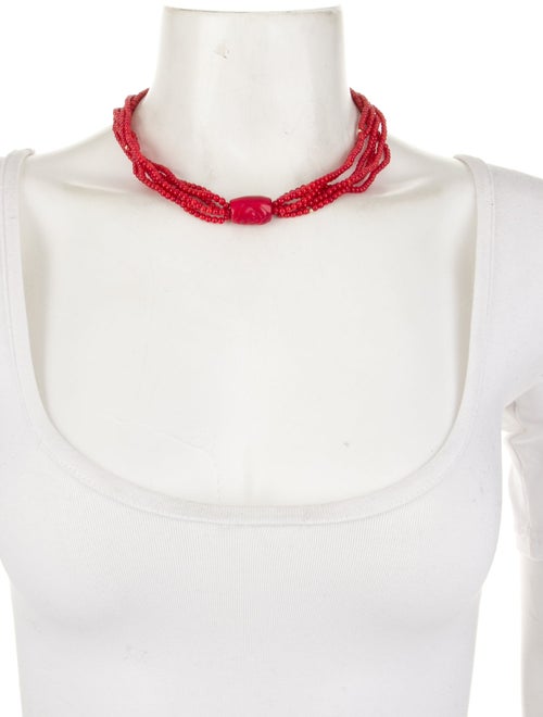 Necklace 14K Coral Multistrand Bead Necklace