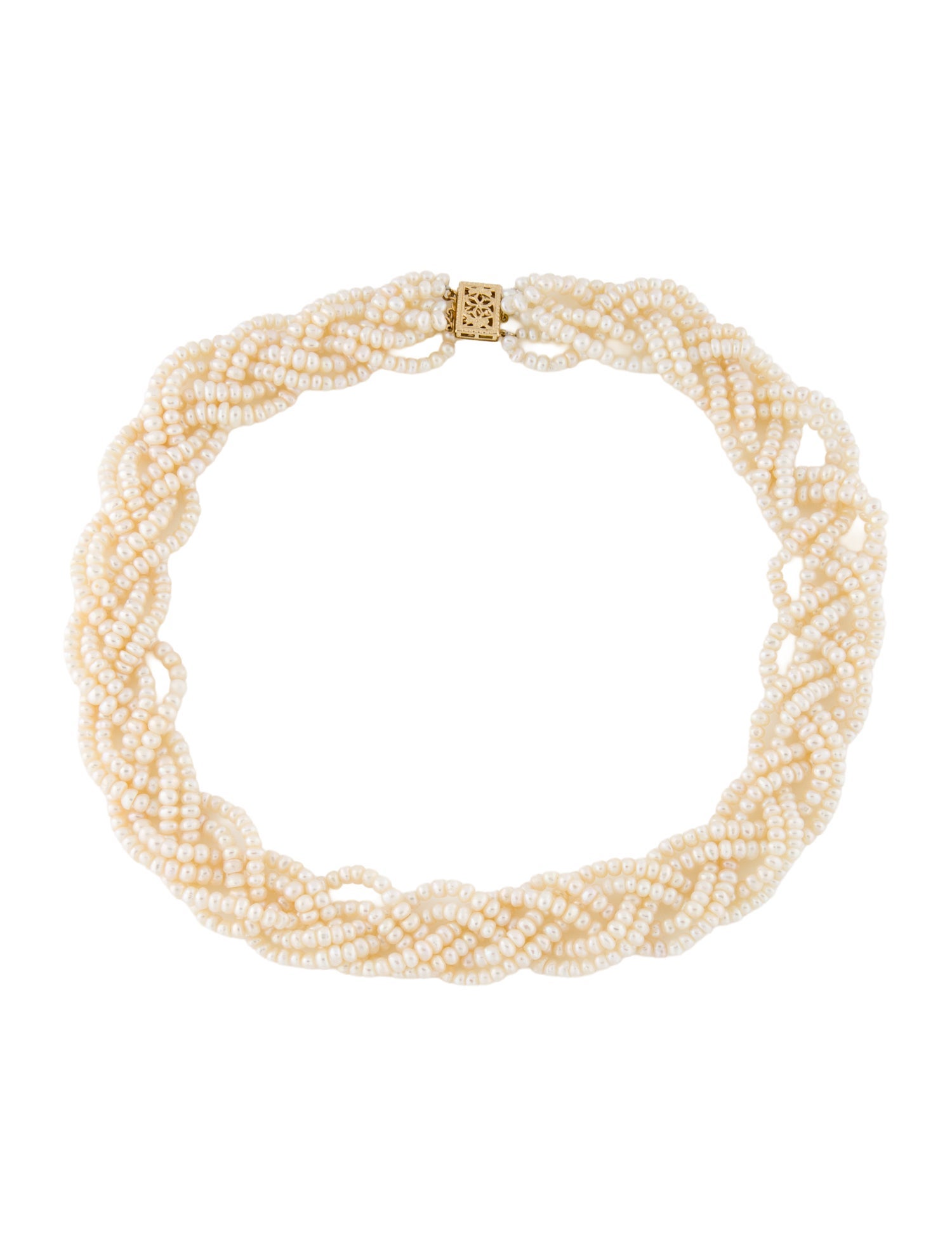 Necklace 14K Pearl Braided Collar