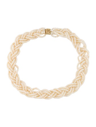 Necklace 14K Pearl Braided Collar Necklace
