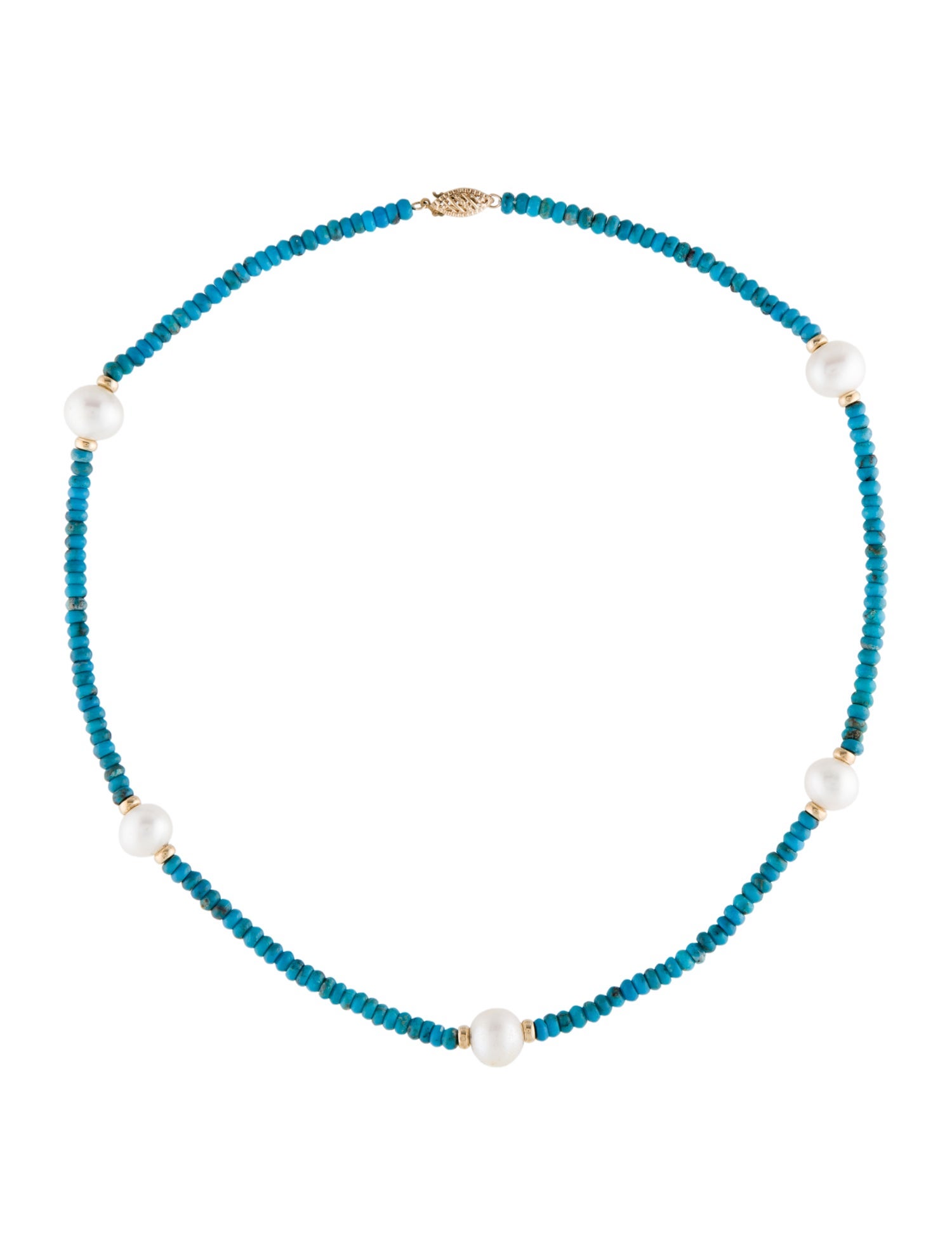 Necklace 14K Pearl & Chrysocolla Collar