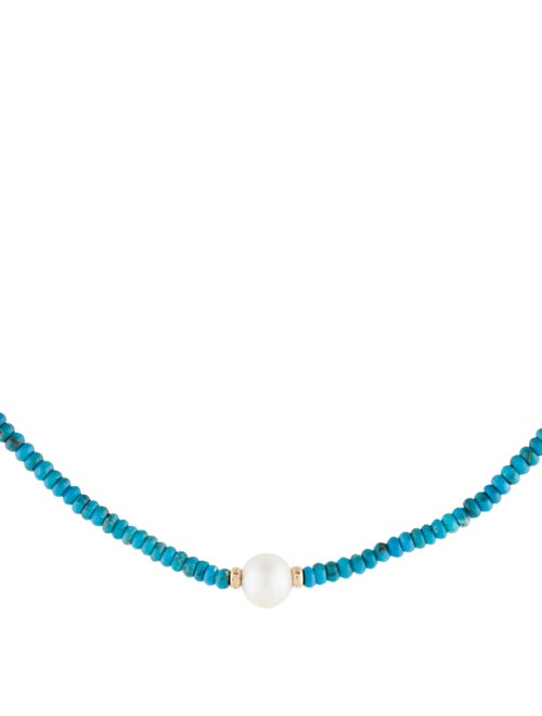 Necklace 14K Pearl & Chrysocolla Collar Necklace
