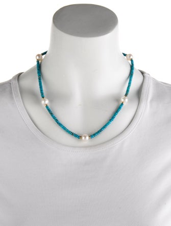 Necklace 14K Pearl & Chrysocolla Collar Necklace