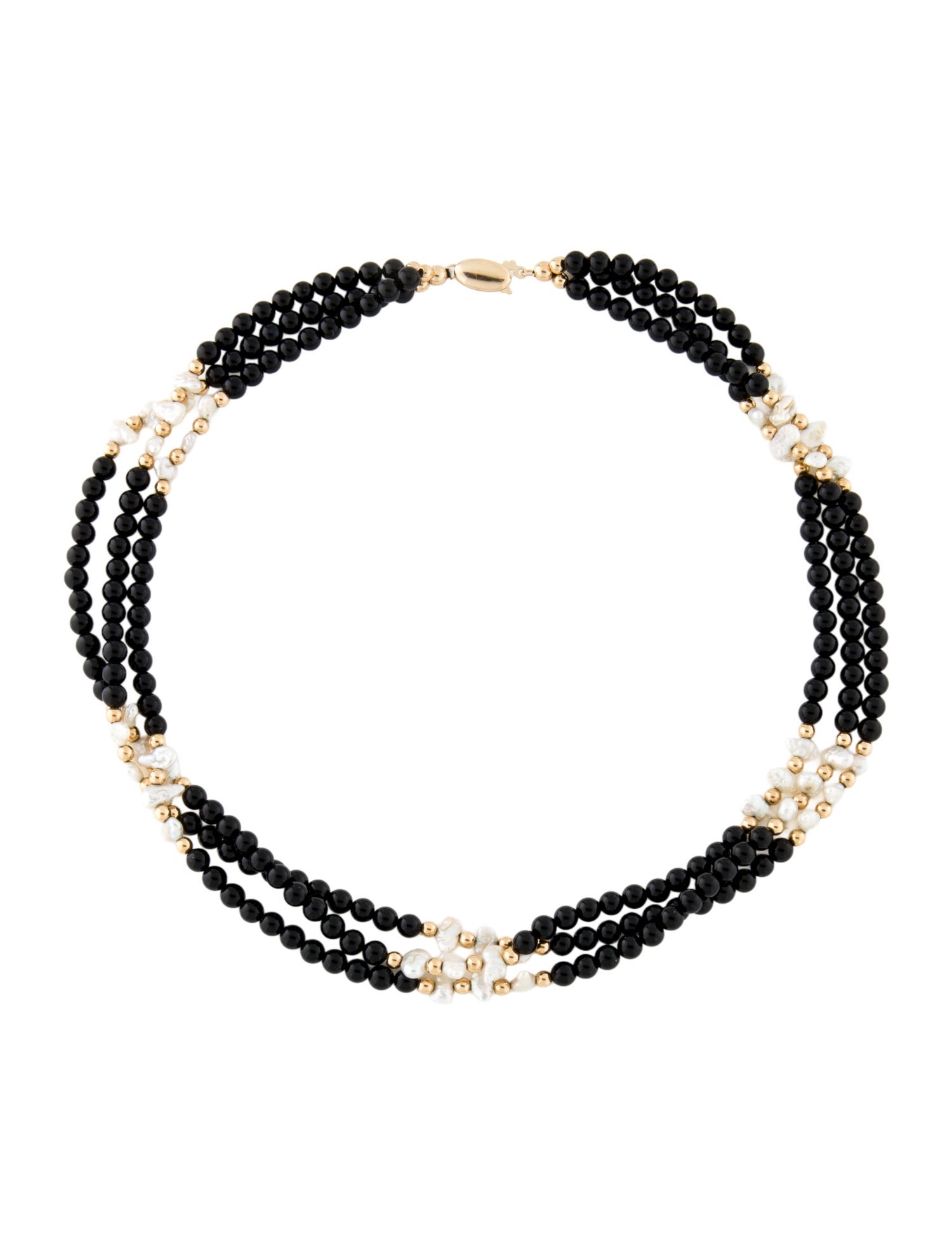 Necklace 14K Pearl & Onyx Bead