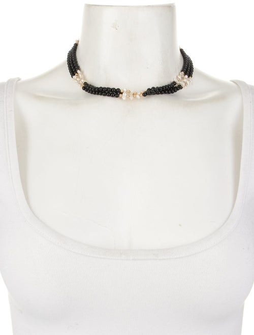 Necklace 14K Pearl & Onyx Bead Necklace