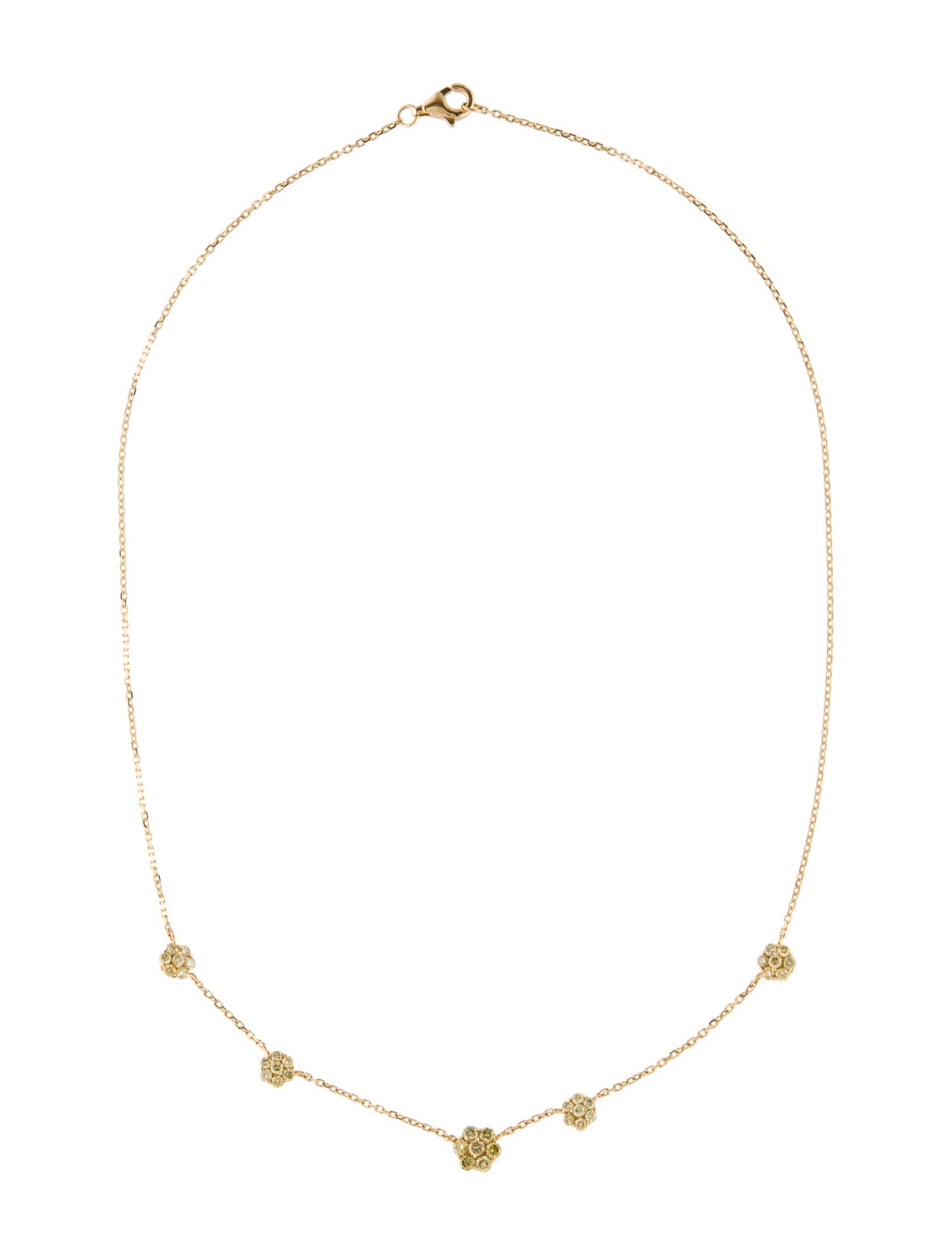 Necklace 18K Diamond Spinning Flowers Station Necklace