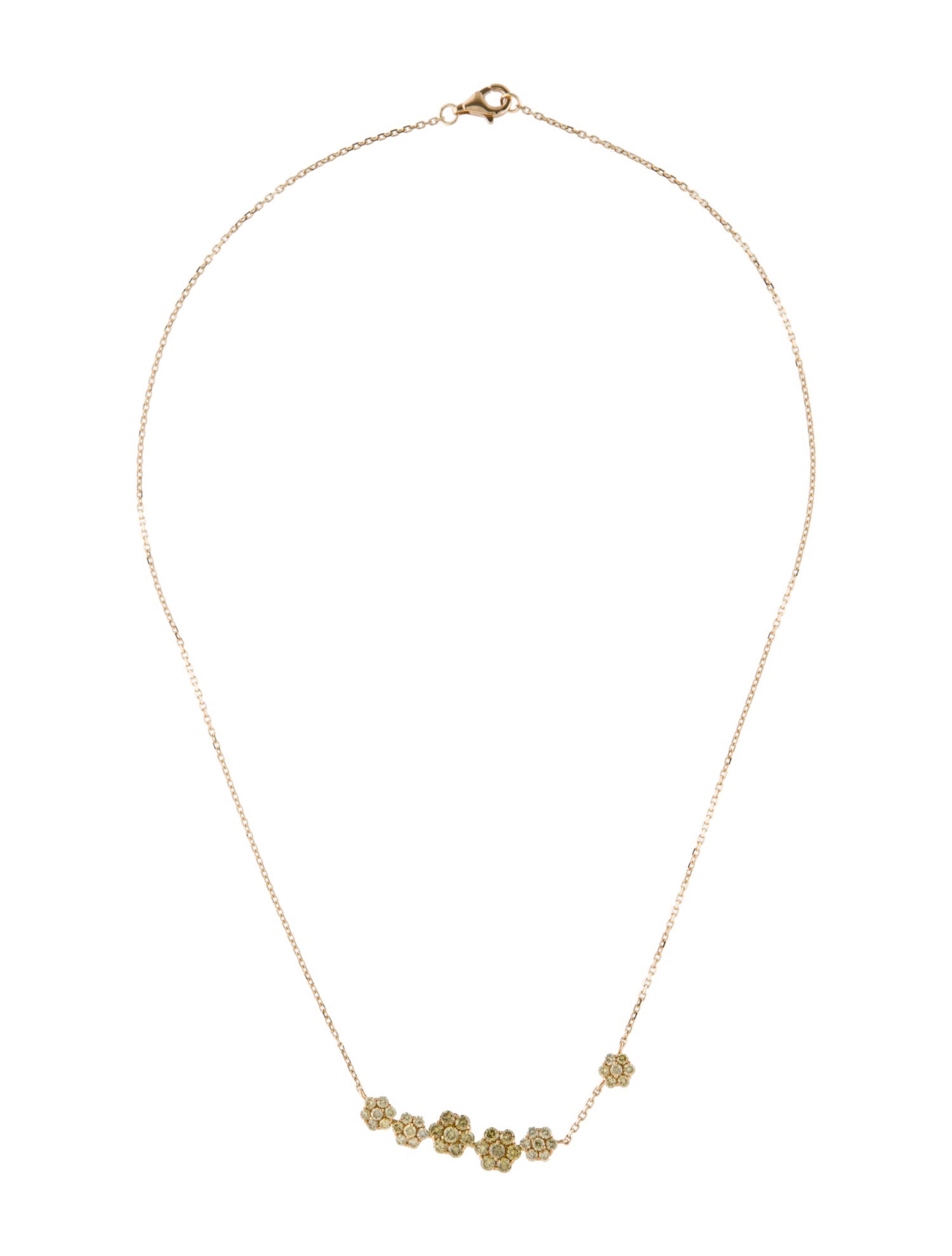 Necklace 18K 1.27ctw Diamond Spinning Flower Station Necklace