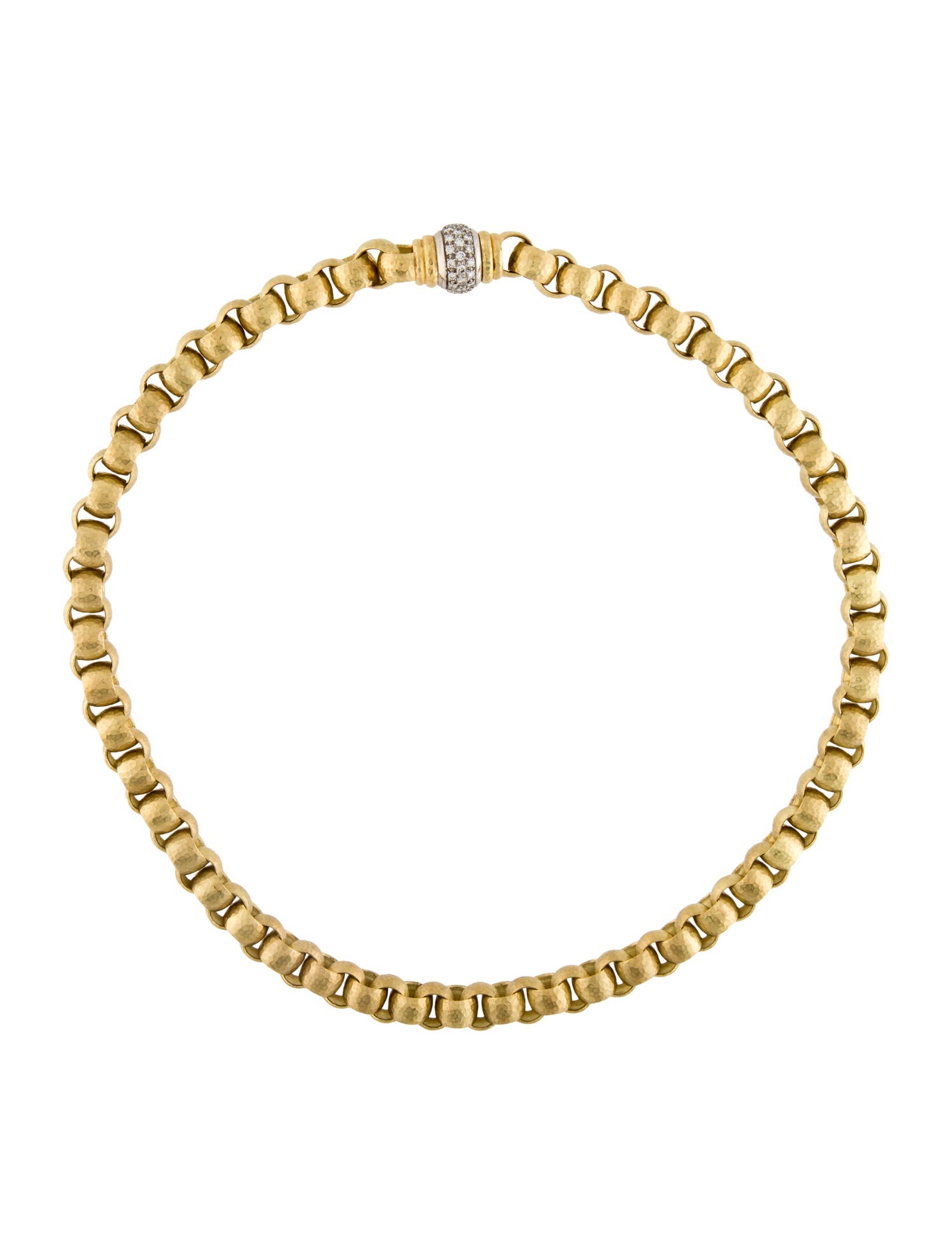 Necklace 18K 1.12ctw Diamond Hammered Chain