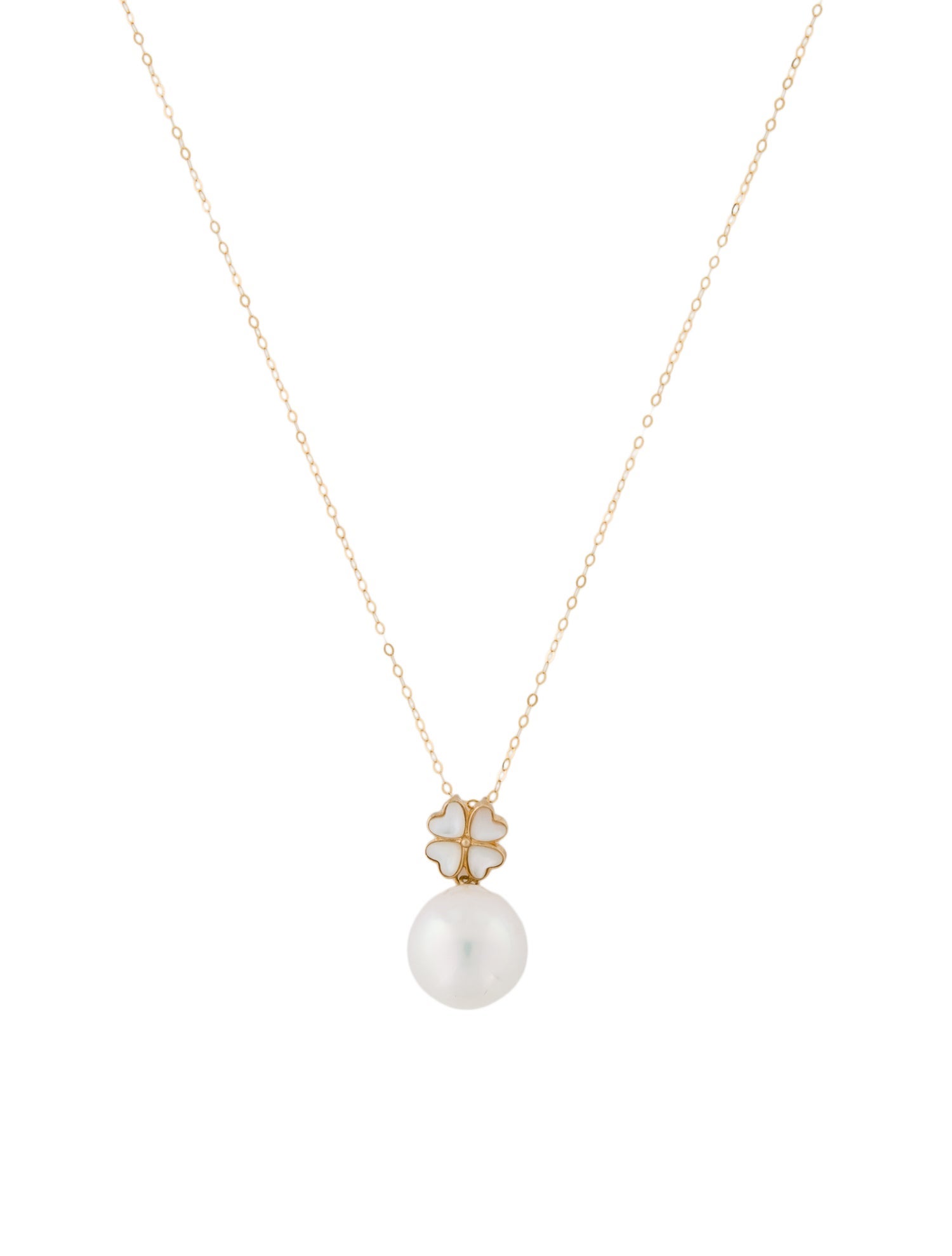 Necklace 18K Pearl & Mother of Pearl Pendant Necklace