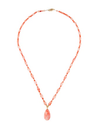 Necklace 14K Coral Floral Pendant Necklace