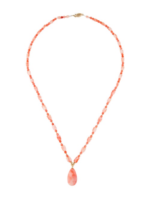 Necklace 14K Coral Floral Pendant Necklace