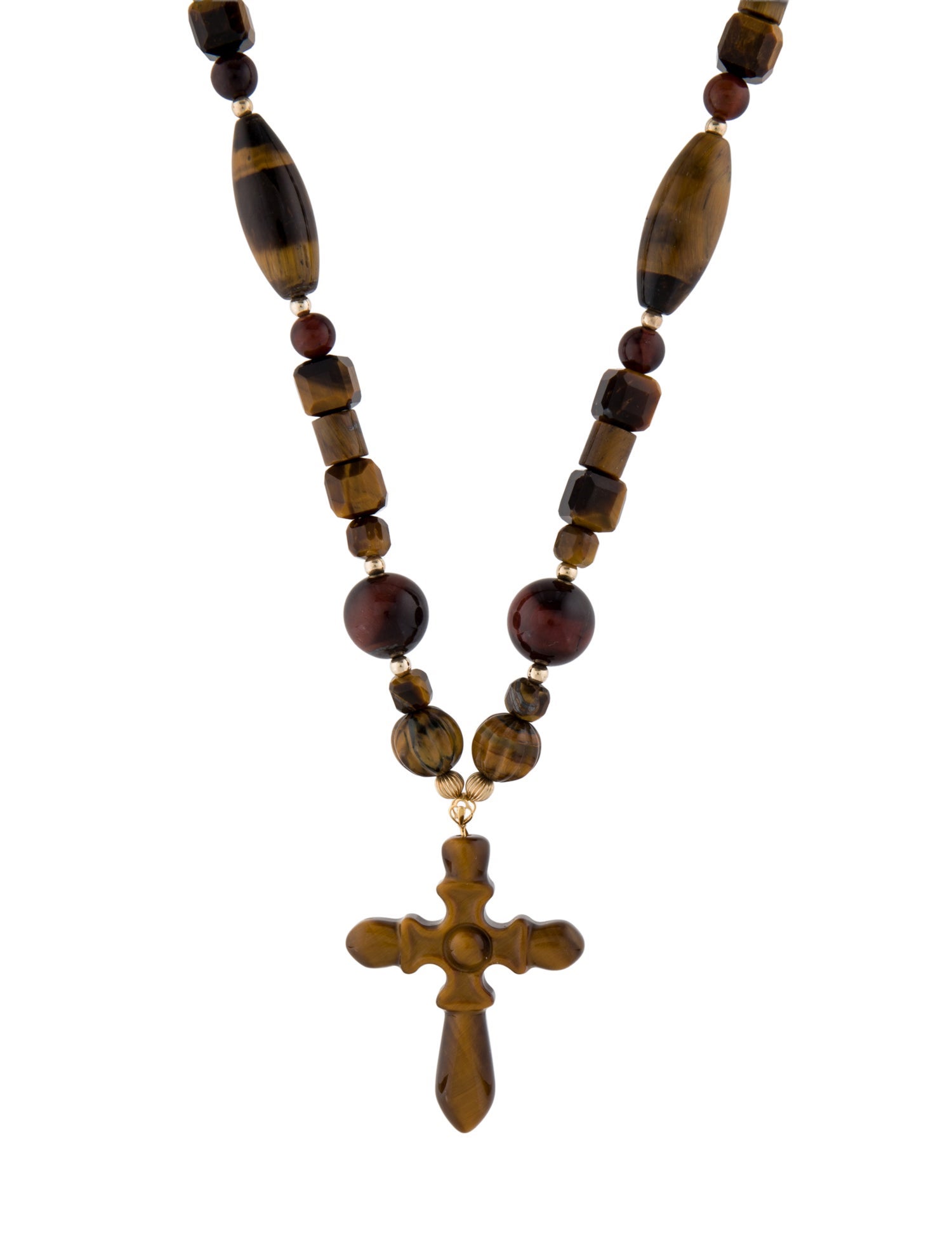 Necklace 14K Tigers Eye Quartz Bead Pendant