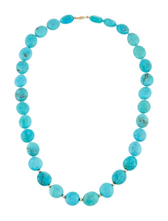 Necklace 14K Turquoise & Diamond Bead Necklace