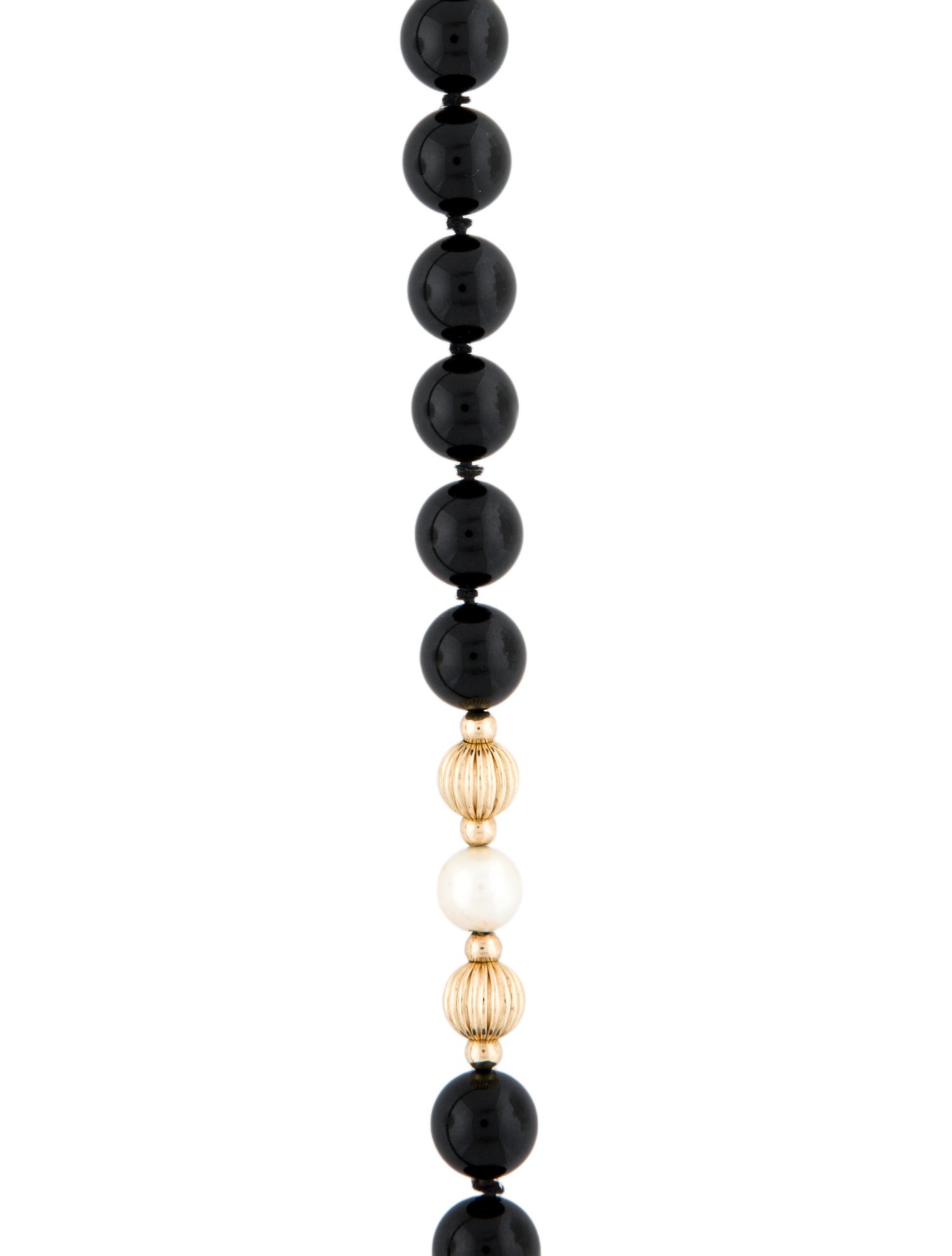 Necklace 14K Onyx & Pearl Bead Strand