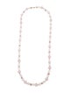 Necklace 14K Dyed Pearl, Rose Quartz & Quartz Bead Strand Necklace