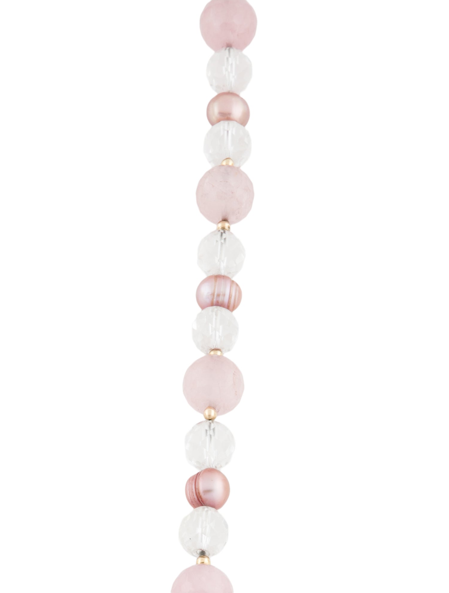 Necklace 14K Dyed Pearl, Rose Quartz & Quartz Bead Strand