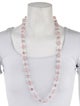 Necklace 14K Dyed Pearl, Rose Quartz & Quartz Bead Strand Necklace