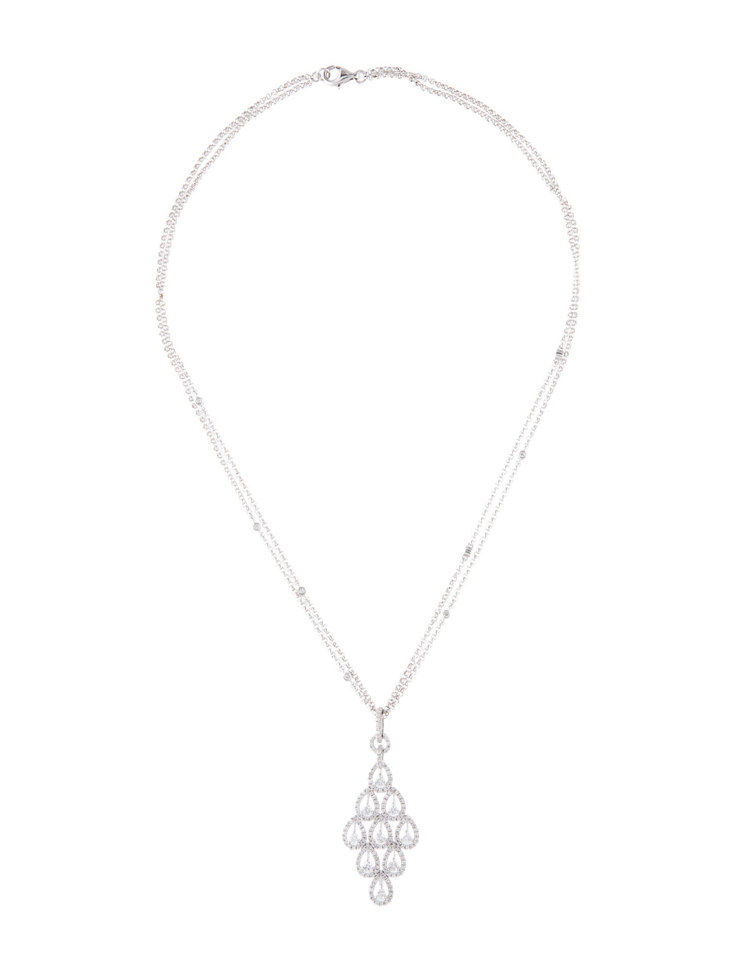 Necklace 14K Diamond Double Strand Pendant