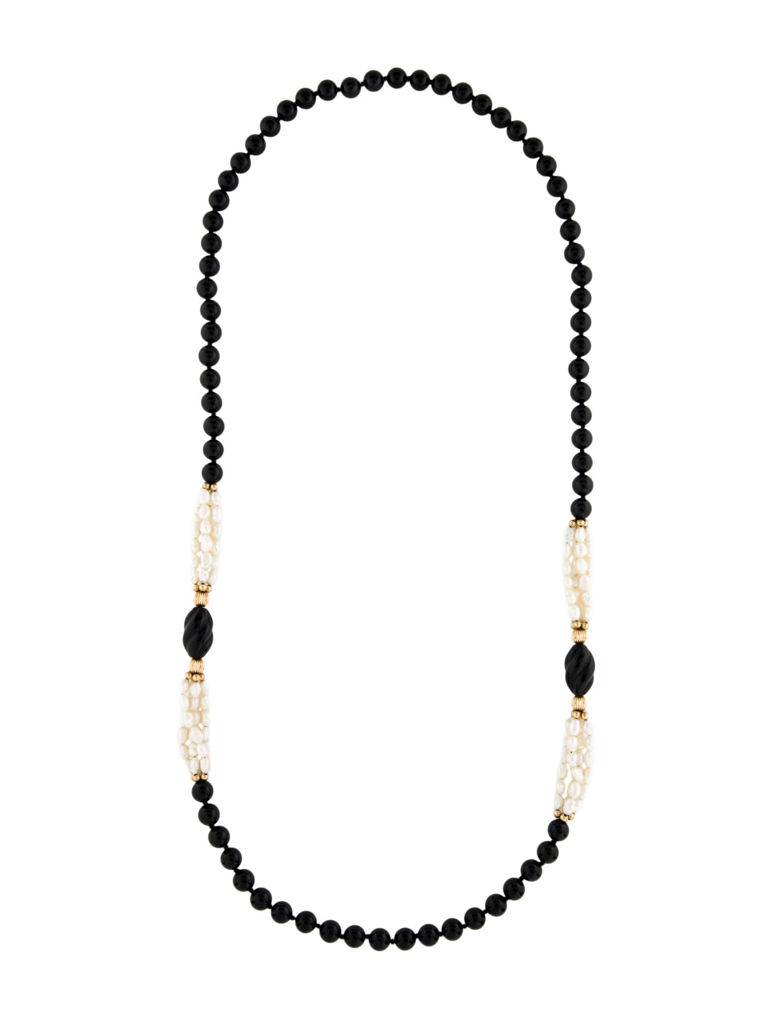 Necklace 14K Pearl & Onyx Strand